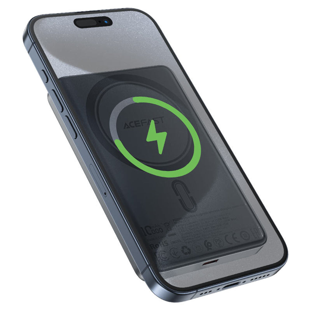 Baterie Externa Wireless Acefast M12, 10000mAh, 20W, PD + FQI, 1 x QI - 1 x USB-C, Neagra