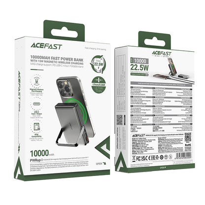 Baterie Externa Wireless Acefast M17, 10000mAh, 22.5W, PD + FQI, 1 x QI - 1 x USB-C, Neagra