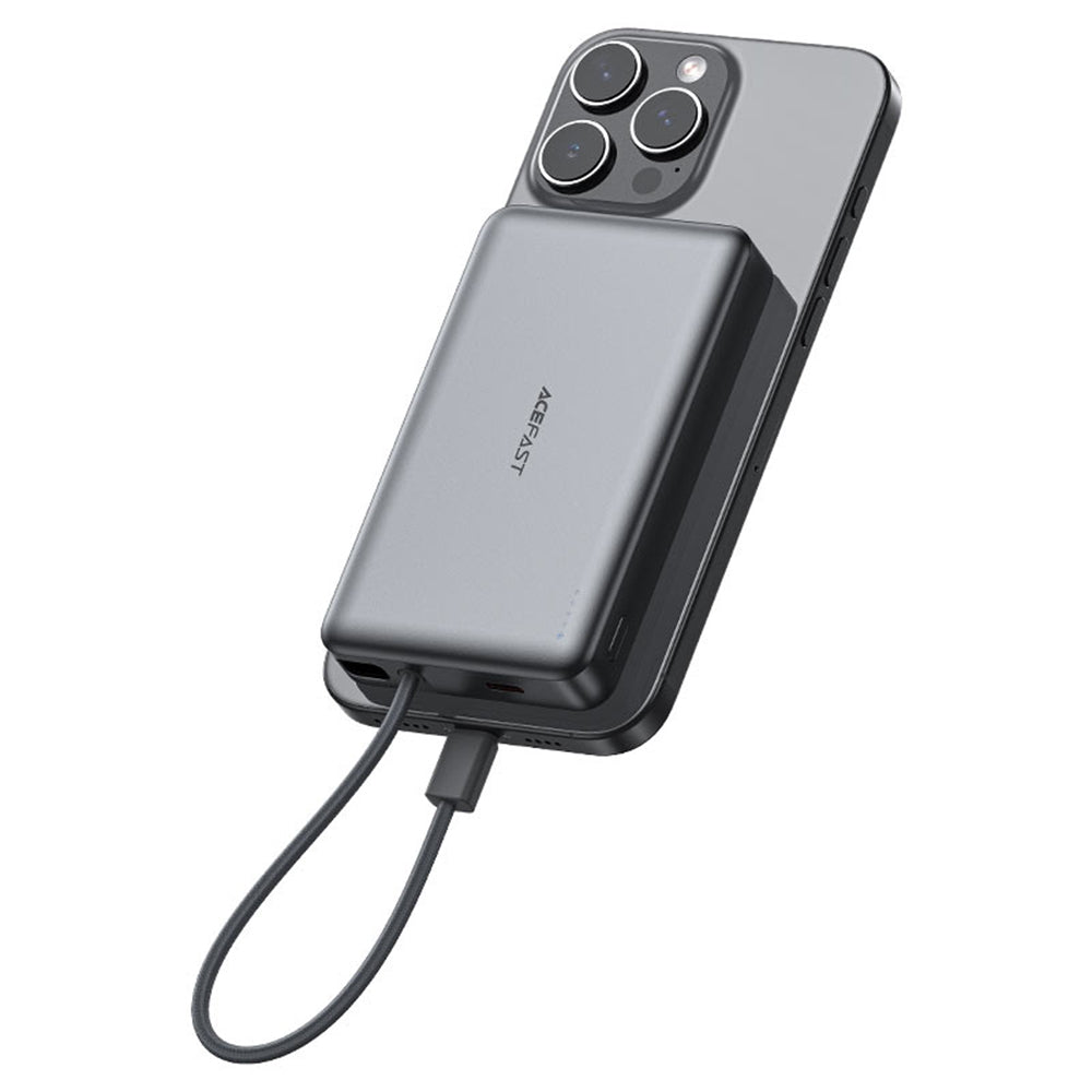 Baterie Externa Wireless Acefast M18, 10000mAh, 22.5W, PD + FQI, 1 x QI - 2 x USB-C, Neagra