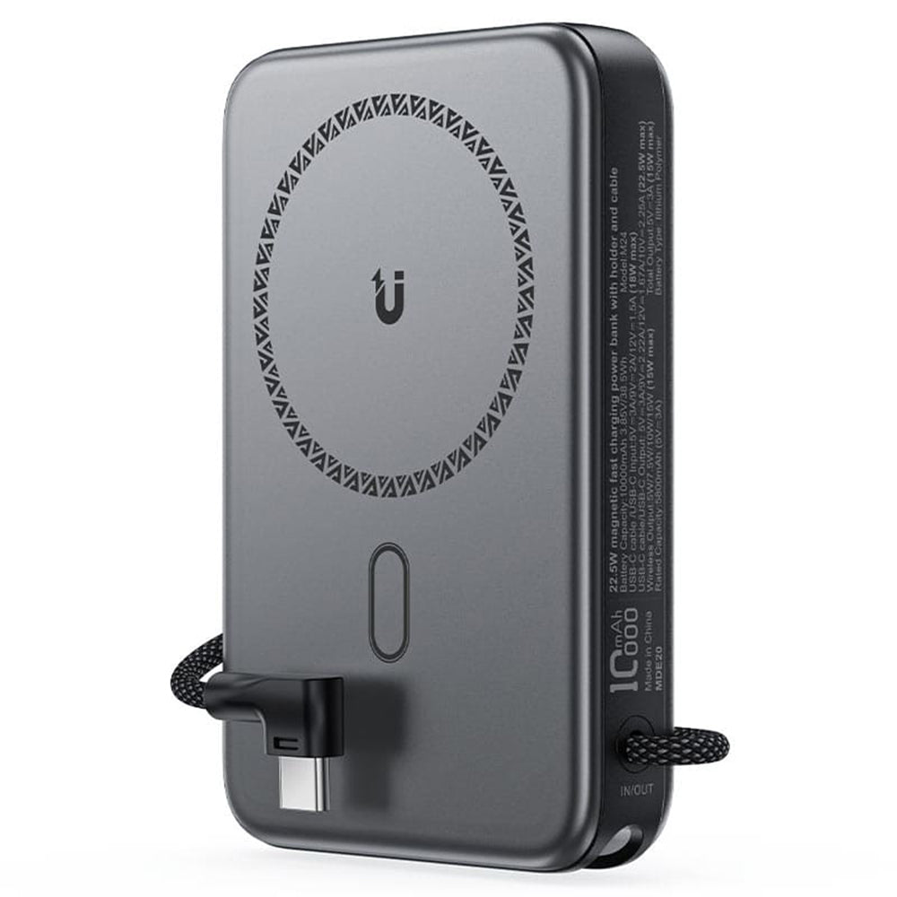 Baterie Externa Wireless Acefast M24, 10000mAh, 22.5W, PD + FQI, 1 x QI - 2 x USB-C, Gri