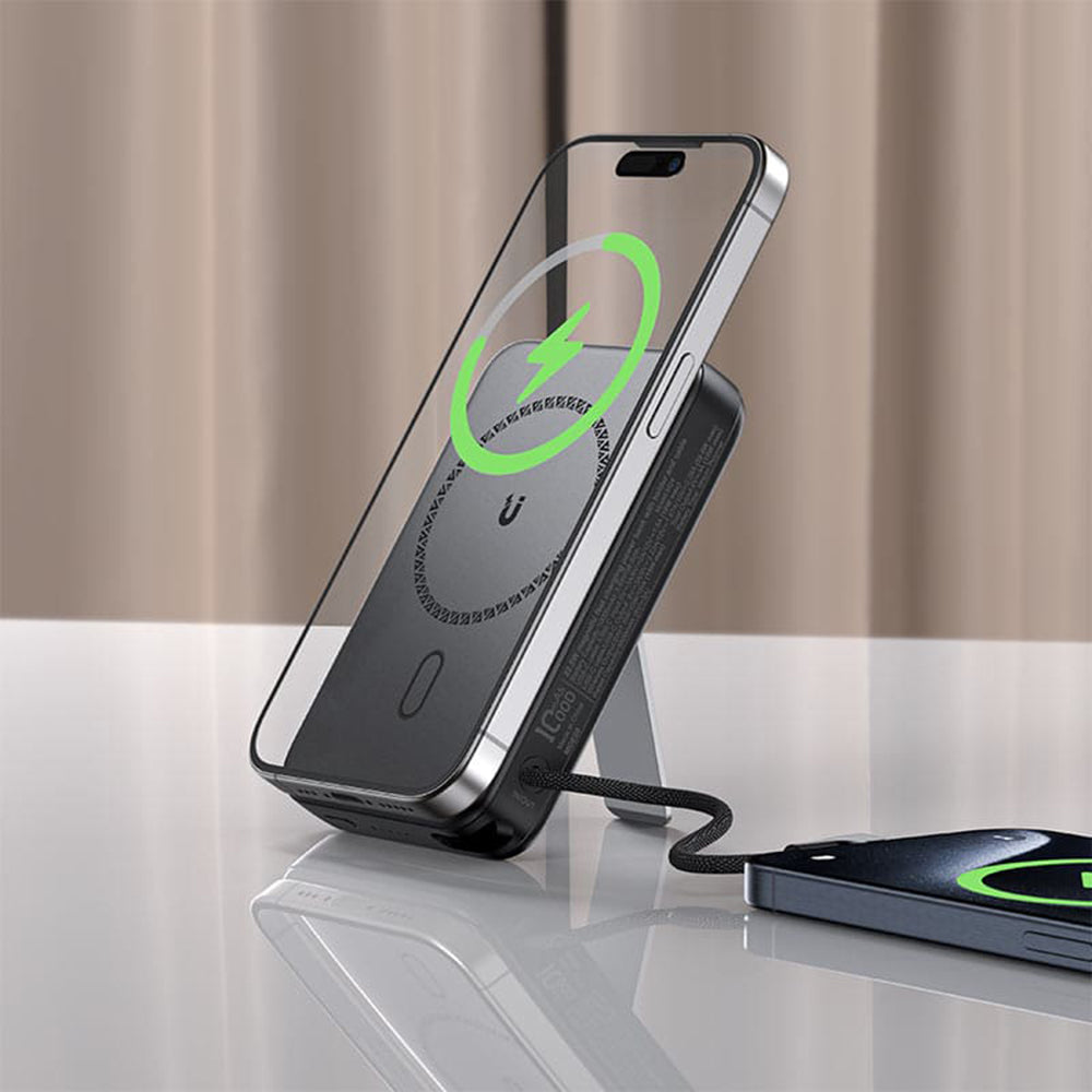 Baterie Externa Wireless Acefast M24, 10000mAh, 22.5W, PD + FQI, 1 x QI - 2 x USB-C, Gri