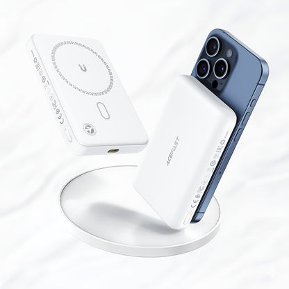 Baterie Externa Wireless Acefast M26, 10000mAh, 20W, PD + FQI, 1 x QI - 1 x USB-C, Alba