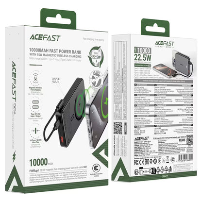 Baterie Externa Wireless Acefast M31, 10000mAh, 22.5W, QC + PD + FQI, 1 x QI - 1 x USB-A - 2 x USB-C, Neagra