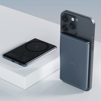 Baterie Externa Wireless Allity. APB-300, 5000mAh, 20W, PD + FQI, 1 x QI - 1 x USB-C, Gri