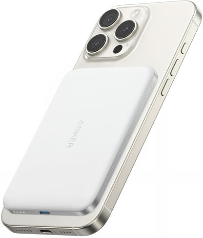 Baterie Externa Wireless Anker Nano, 5000mAh, 20W, PD + FQI, 1 x QI - 1 x USB-C, Alba A1665H21