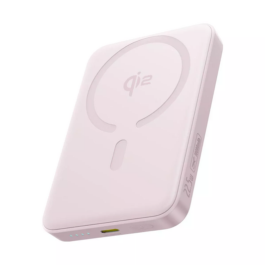 Baterie Externa Wireless Baseus Enerfill FM12, 10000mAh, 22.5W, PD + FQI, 1 x QI - 1 x USB-C, Roz E0028502