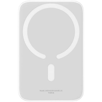 Baterie Externa Wireless Baseus Magnetic Mini, 6000mAh, 20W, PD + FQI, 1 x QI - 1 x USB-C, Alba