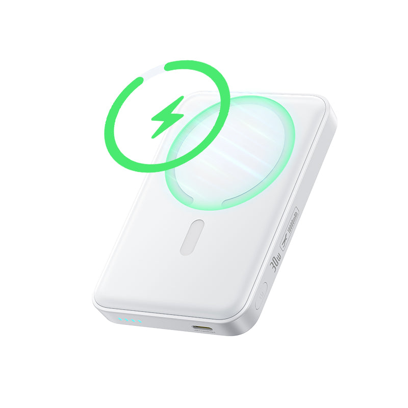 Baterie Externa Wireless Baseus EnerFill FM11, 10000mAh, 30W, PD + FQI, 1 x QI - 1 x USB-C, Alba
