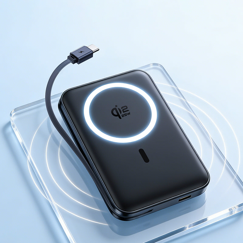 Baterie Externa Wireless Baseus PicoGo AM61, 10000mAh, 45W, PD + FQI, 1 x QI - 2 x USB-C, Neagra E0028V00