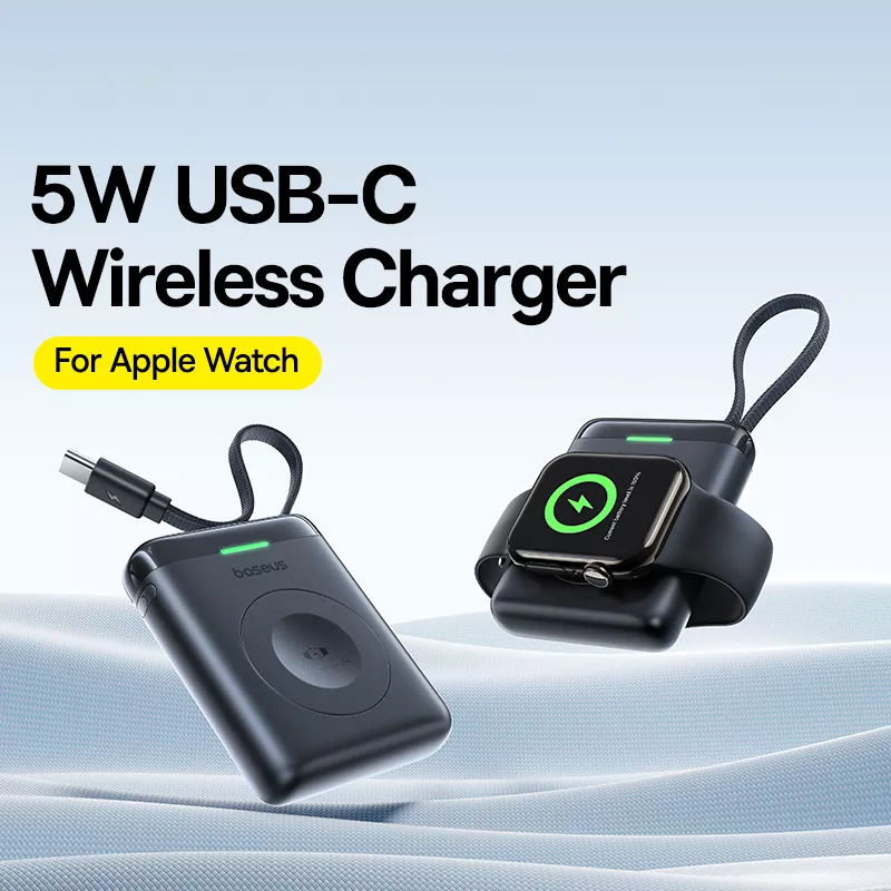 Baterie Externa Wireless Baseus EnerFill FW11 pentru Apple Watch Series, 1640mAh, 5W, 1 x QI, Neagra E0205301