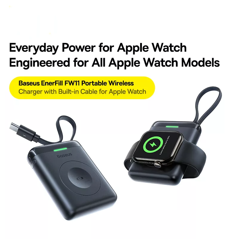 Baterie Externa Wireless Baseus EnerFill FW11 pentru Apple Watch Series, 1640mAh, 5W, 1 x QI, Neagra E0205301