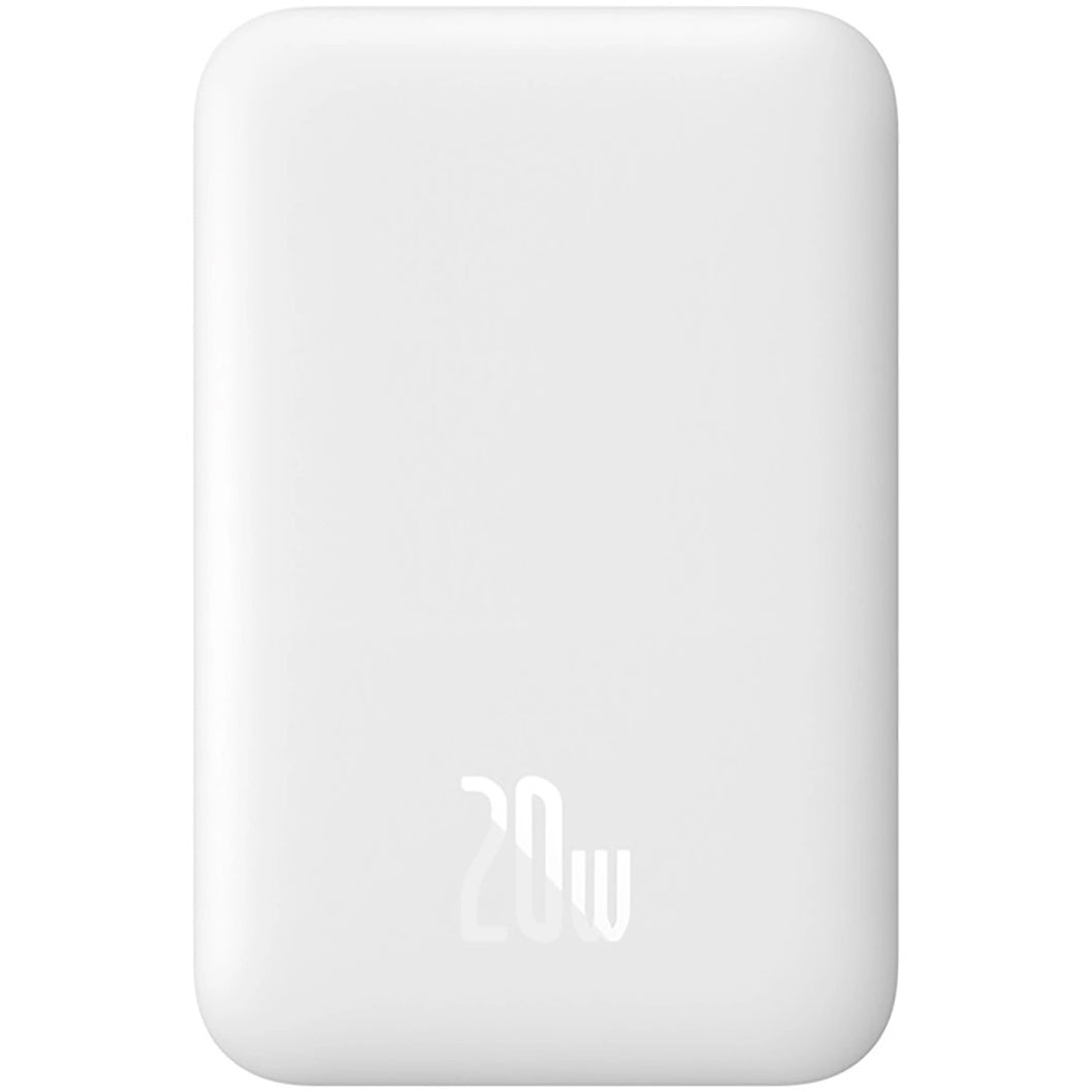 Baterie Externa Wireless Baseus Magnetic Mini, 6000mAh, 20W, PD + FQI, 1 x QI - 1 x USB-C, Alba