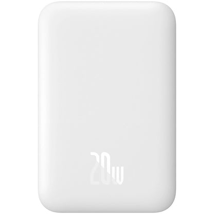 Baterie Externa Wireless Baseus Magnetic Mini, 6000mAh, 20W, PD + FQI, 1 x QI - 1 x USB-C, Alba