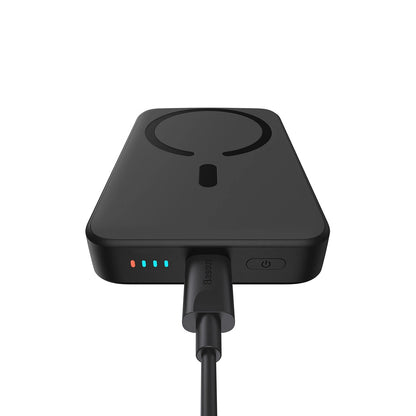 Baterie Externa Wireless Baseus Magnetic Mini, 10000mAh, 20W, PD + FQI, 1 x QI - 1 x USB-C, Neagra PPCX070001