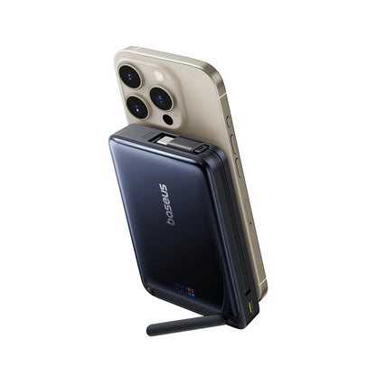 Baterie Externa Wireless Baseus Nomos, 10000mAh, 45W, PD + FQI, 1 x QI - 2 x USB-C, Neagra P10078800123-00