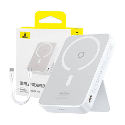 Baterie Externa Wireless Baseus MagPro PPCXZ05, 5000mAh, 20W, PD + FQI, 1 x QI - 1 x USB-C, Alba P10064101223-00