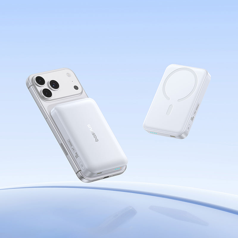 Baterie Externa Wireless Baseus EnerFill FM11, 10000mAh, 30W, PD + FQI, 1 x QI - 1 x USB-C, Alba