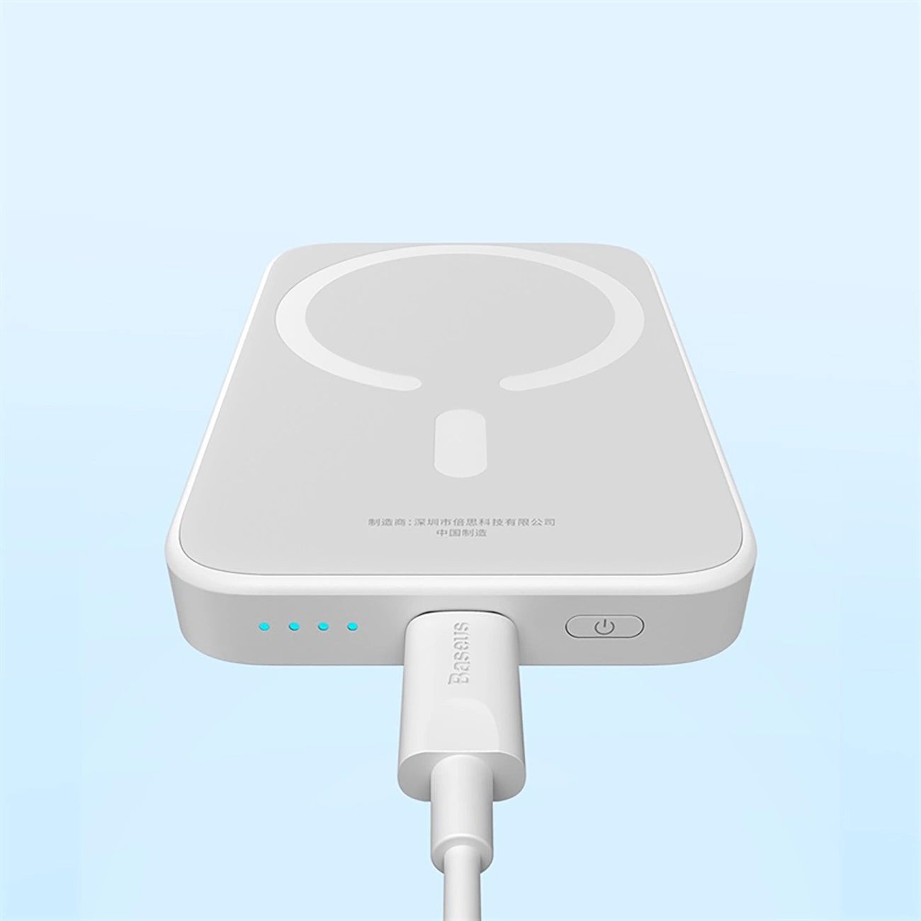 Baterie Externa Wireless Baseus Magnetic Mini, 6000mAh, 20W, PD + FQI, 1 x QI - 1 x USB-C, Alba