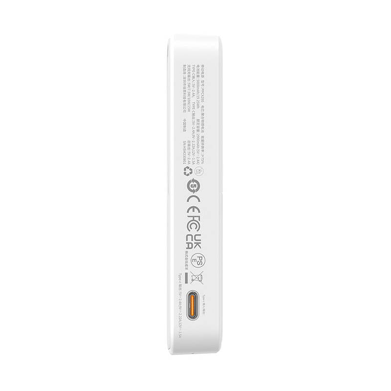 Baterie Externa Wireless Baseus MagPro PPCXZ05, 5000mAh, 20W, PD + FQI, 1 x QI - 1 x USB-C, Alba P10064101223-00