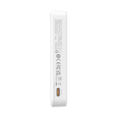 Baterie Externa Wireless Baseus MagPro PPCXZ05, 5000mAh, 20W, PD + FQI, 1 x QI - 1 x USB-C, Alba P10064101223-00