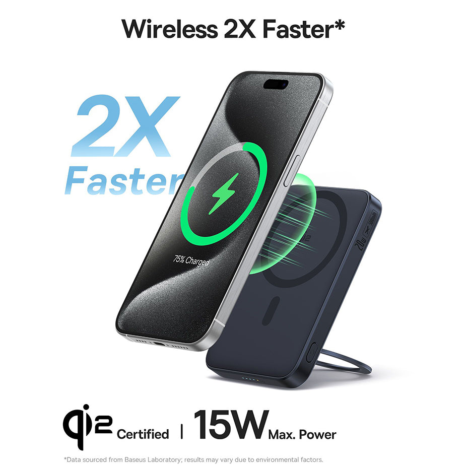 Baterie Externa Wireless Baseus PicoGo, 5000mAh, 20W, PD + FQI, 1 x QI - 1 x USB-C, Neagra P10076802123-00