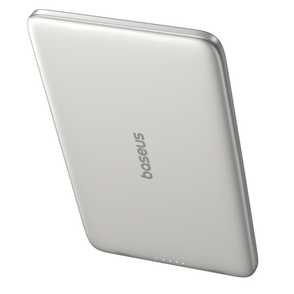 Baterie Externa Wireless Baseus PicoGo AM41, 5000mAh, 20W, PD + FQI, 1 x QI - 1 x USB-C, Bej