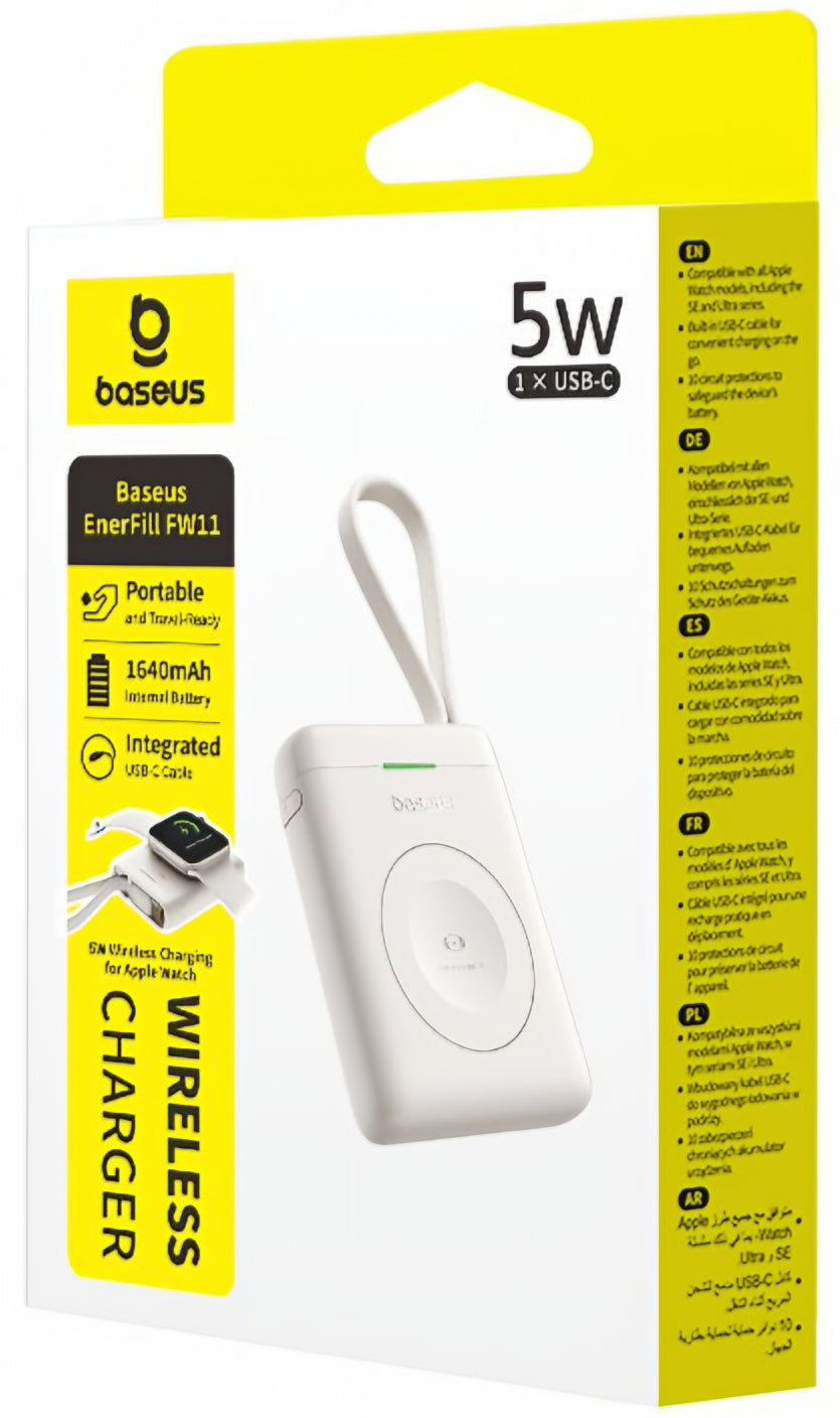 Baterie Externa Wireless Baseus EnerFill FW11, 1640mAh, 5W, 1 x QI, Alba E0205302