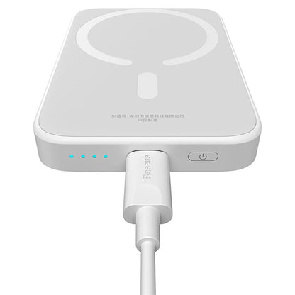 Baterie Externa Wireless Baseus Magnetic Mini, 6000mAh, 20W, PD + FQI, 1 x QI - 1 x USB-C, Alba