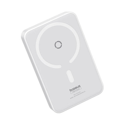 Baterie Externa Wireless Baseus MagPro PPCXZ05, 5000mAh, 20W, PD + FQI, 1 x QI - 1 x USB-C, Alba P10064101223-00