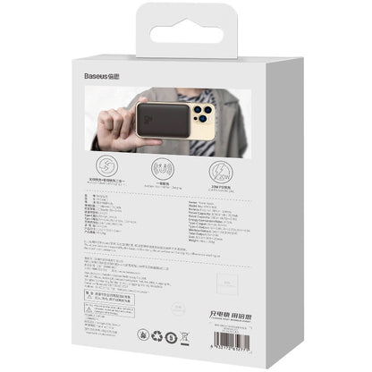 Baterie Externa Wireless Baseus Magnetic Mini, 10000mAh, 20W, PD + FQI, 1 x QI - 1 x USB-C, Neagra PPCX070001