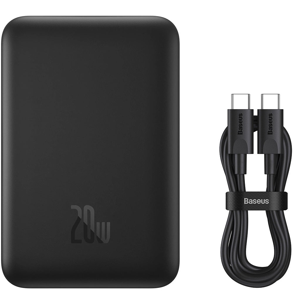Baterie Externa Wireless Baseus Magnetic Mini, 10000mAh, 20W, PD + FQI, 1 x QI - 1 x USB-C, Neagra PPCX070001