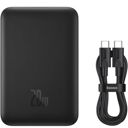 Baterie Externa Wireless Baseus Magnetic Mini, 10000mAh, 20W, PD + FQI, 1 x QI - 1 x USB-C, Neagra PPCX070001