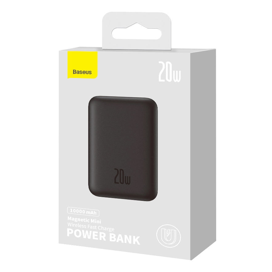 Baterie Externa Wireless Baseus Magnetic Mini, 10000mAh, 20W, PD + FQI, 1 x QI - 1 x USB-C, Neagra PPCX070001