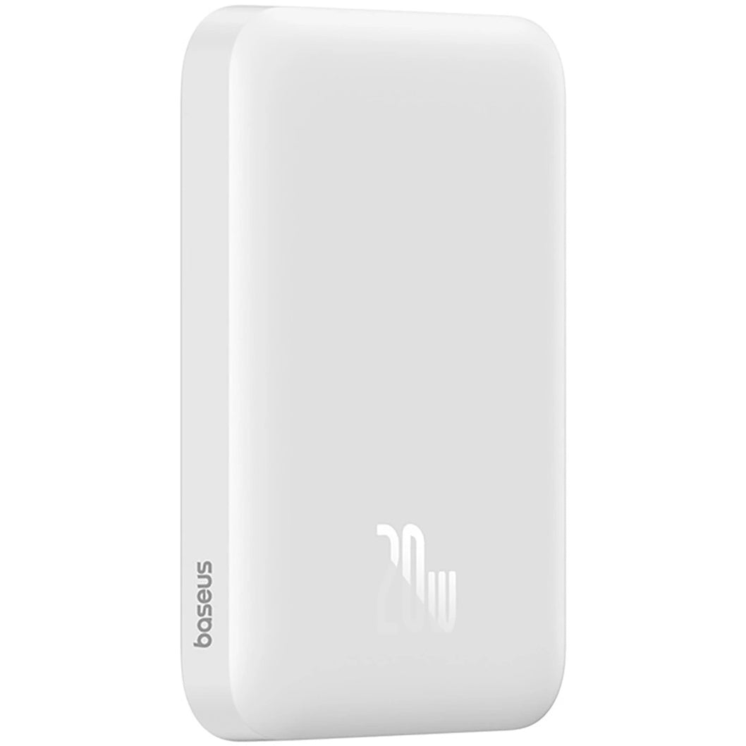 Baterie Externa Wireless Baseus Magnetic Mini, 6000mAh, 20W, PD + FQI, 1 x QI - 1 x USB-C, Alba