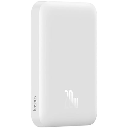 Baterie Externa Wireless Baseus Magnetic Mini, 6000mAh, 20W, PD + FQI, 1 x QI - 1 x USB-C, Alba