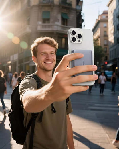 Baterie Externa Wireless Baseus PicoGo AM41, 10000mAh, 27W, PD + FQI, 1 x QI - 1 x USB-C, Gri E0027200