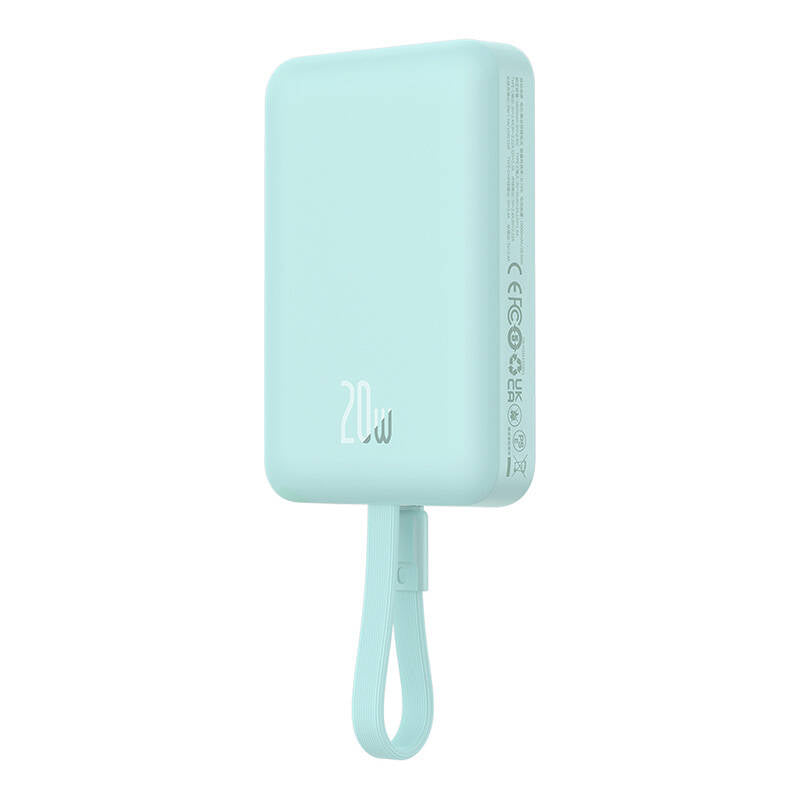 Baterie Externa Wireless Baseus Magnetic Mini, 10000mAh, 20W, PD + FQI, 1 x Lightning - 1 x QI - 1 x USB-C, Verde P10022109333-00