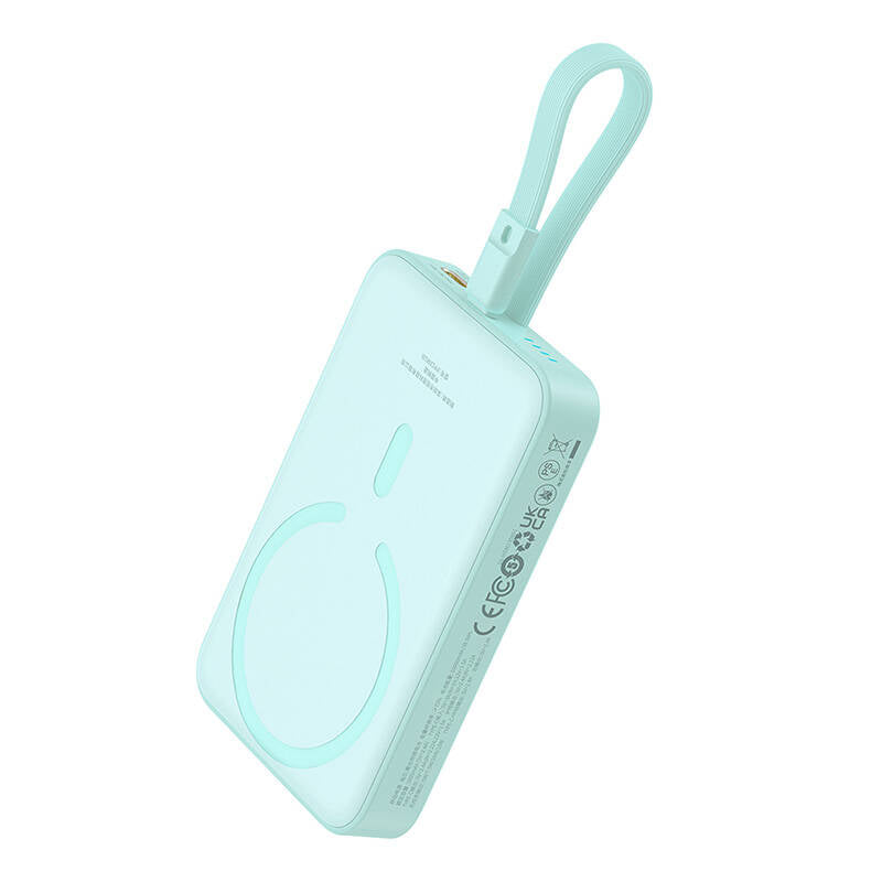Baterie Externa Wireless Baseus Magnetic Mini, 10000mAh, 20W, PD + FQI, 1 x Lightning - 1 x QI - 1 x USB-C, Verde P10022109333-00