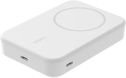 Baterie Externa Wireless Belkin BoostCharge Pro with Kickstand, 10000mAh, 15W, FQI, 1 x QI - 1 x USB-C, Alba BPD008btWH