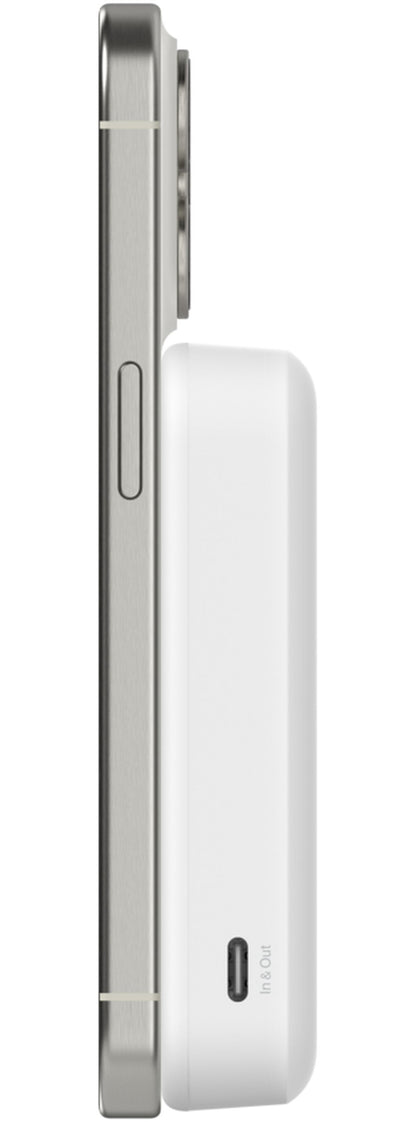 Baterie Externa Wireless Belkin BoostCharge Pro with Kickstand, 10000mAh, 15W, FQI, 1 x QI - 1 x USB-C, Alba BPD008btWH