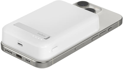 Baterie Externa Wireless Belkin BoostCharge Pro with Kickstand, 10000mAh, 15W, FQI, 1 x QI - 1 x USB-C, Alba BPD008btWH