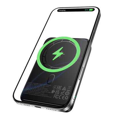 Baterie Externa Wireless Borofone BJ82A Dawn, 10000mAh, 22.5W, QC + PD + FQI, 1 x QI - 1 x USB-A - 1 x USB-C, Neagra