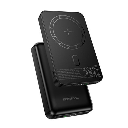 Baterie Externa Wireless Borofone BJ82 Dawn, 5000mAh, 10W, 1 x QI - 1 x USB-A, Neagra