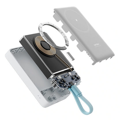 Baterie Externa Wireless Cuktech CP132ML, 10000mAh, 22.5W, PD + QI, 2 x USB-C, Alba