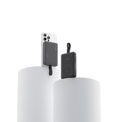 Baterie Externa Wireless Cuktech WPB100L, 10000mAh, 22.5W, PD + FQI, 1 x QI - 2 x USB-C, Neagra CKWPB100LGLBK