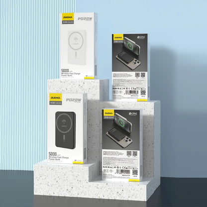 Baterie Externa Wireless Dudao K14S, 5000mAh, 20W, QC + PD + FQI, 1 x QI - 1 x USB-A - 1 x USB-C, Alba