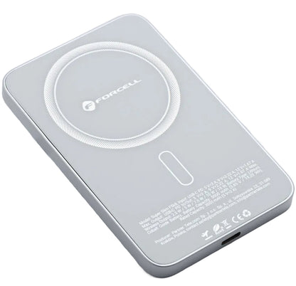 Baterie Externa Wireless Forcell F5K8, 5000mAh, 15W, PD + FQI, 1 x QI - 1 x USB-C, Alba