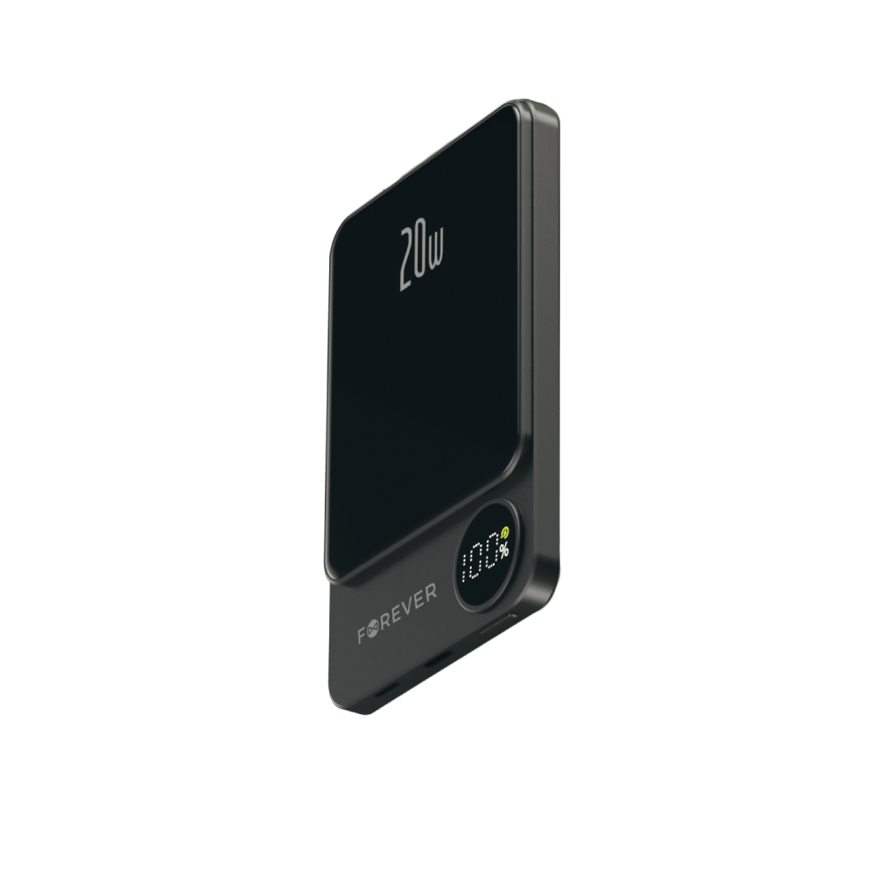 Baterie Externa Wireless Forever MATB-200, 5000mAh, 20W, PD + FQI, 1 x QI - 1 x USB-C, Neagra