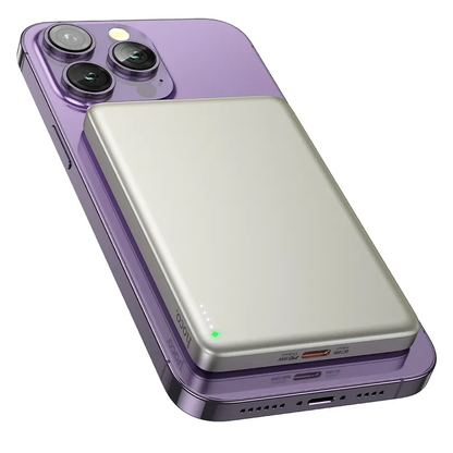 Baterie Externa Wireless HOCO Q26, 5000mAh, 20W, PD + FQI, 1 x QI - 1 x USB-C, Portocalie