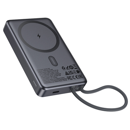 Baterie Externa Wireless HOCO Q44, 10000mAh, 20W, PD + FQI, 1 x QI - 2 x USB-C, Gri